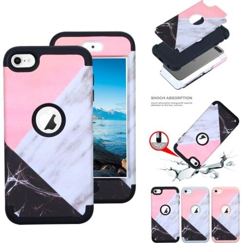Marble Pattern Ultra Slim Shockproof fullbody protective Tough Hybrid Armor Drop Protection Case Cover For ipod touch 6