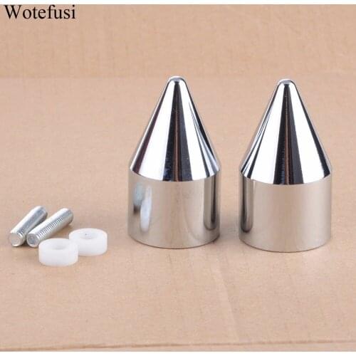 Wotefusi Chrome Spike Handle Bar Ends Grip Caps For Yamaha YZF R6 R1 03-10 FJR 1300 Black [PA473-PA474]