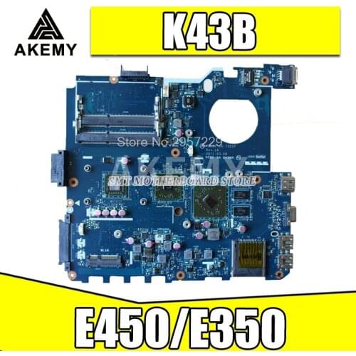 X43B Motherboard E450/E350 CPU For Asus K43B K43BR K43BY X43U K43U laptop Motherboard X43B Mainboard X43B Motherboard test ok