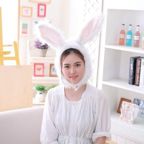 Japan Women Bunny Ear Plush Hats Cute Fish Stool Design Cap PP Cotton Filled Beanies Soft Warm Cosplay Hats Photograph Props