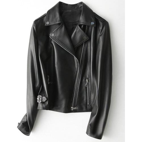 2020 Women Genuine Leather Jacket Motorcycle Natural Sheepskin Coat Female Spring Autumn Outerwear Short Jackets YY1821A