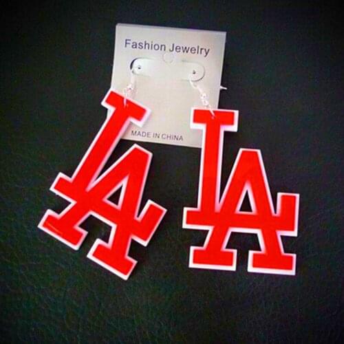 Punk Red Letter LA Acrylic Drop Earrings For Women Girls Long Pendientes Dangle Earrings Brincos Night Club Jewelry Accessories