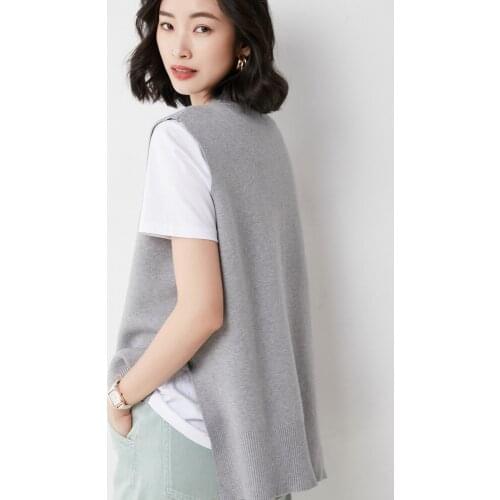 Ladies Loose Wool Pullover Vest College Style Straight Waistcoat Sweater Coat 60116