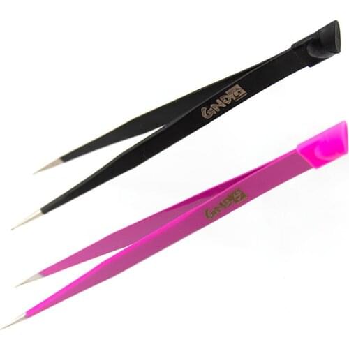 1pc Straight Tweezer Stainless Steel Pink Black Nail Sticker Rhinestone Picker Eye Makeup Nail Art Tool Double-ended Tweezers KR
