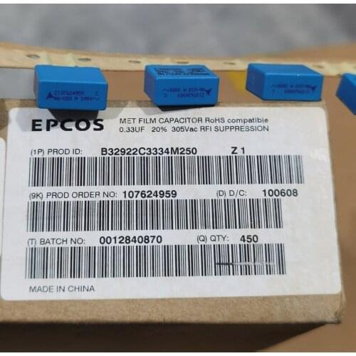 100% orginal and new B32922 X2 MKP/SH EPCOS U33 M 305V 0.33UF U33M305V 0.33UF305V 305V334 20% 18X8X14mm best qualtiy