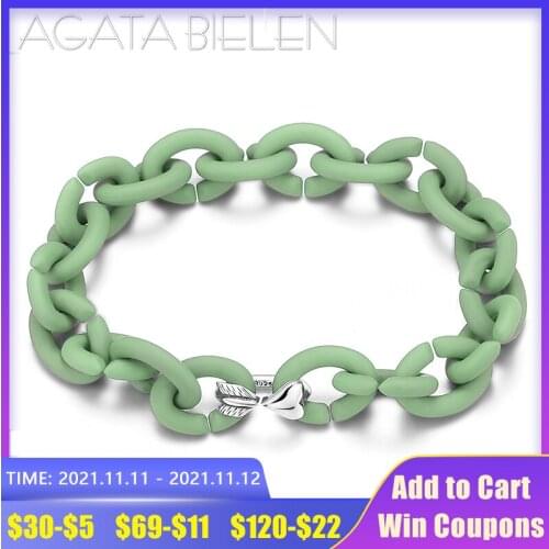 2020 New Silver Letter Bead Green Hard Rubber X Chain Bracelets for Women Couple Bracelets Jewelry Girlfriend gifts