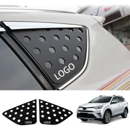 3D Stereo Car Window Modified Triangle Mesh Board Trims Sticker For Toyota RAV4 2013~2019 Car Accessories
