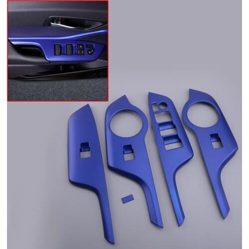 4pcs/Set Blue ABS Window Lift Switch Button Panel Cover Trim Fit for Toyota C-HR CHR 2017 2018 2019 2020 Left Hand Drive Only