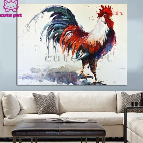 Diamond painting Abstract Rooster Watercolor Wall Picture Art Animal diamond embroidery full square/round drill puzzles gifts
