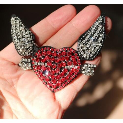 Fashion moon heartwing Rhinestone appliques for clothing Sew on Beaded patches for clothes DIY sequins Parche appliques