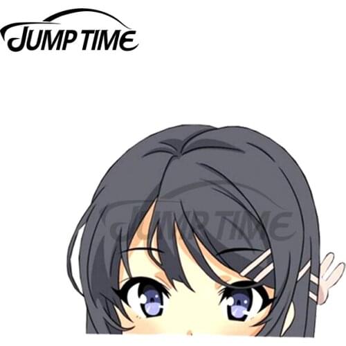 Jump Time 13 x12.2cm For Mai Sakurajima Peeker Auto Car Stickers and Decals Trunk Bumper Motorcycle JDM ATV Vinyl Decal Car Wrap