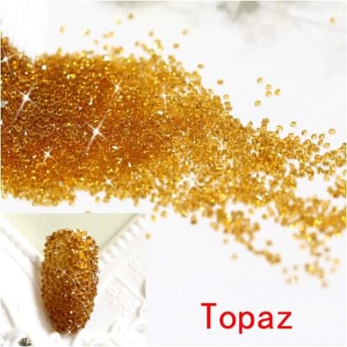 Non Hotfix Rhinestones 1.2mm Crystal Strass Topaz 1440pcs Nail Art Crystals DIY 3D Gems decoration