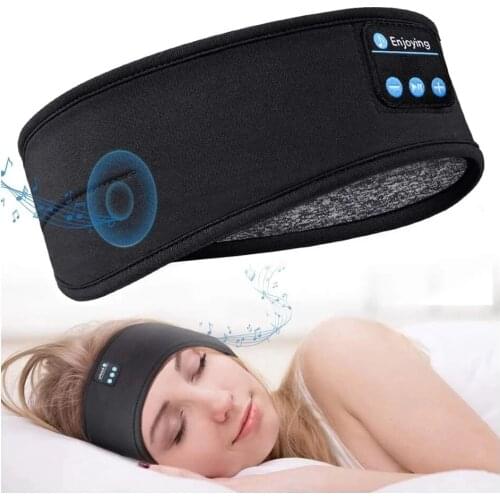 Bluetooth Sleeping Headphones Sports Headband Thin Soft Elastic Comfortable Wireless Music Earphones Eye Mask for Side Sleeper