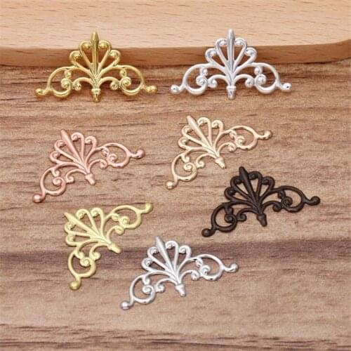 SIXTY TOWFISH 30 Pieces 16*28mm DIY Jewelry Accessories Handmade Materials Charms Brass Flower Filigree Flower Slice