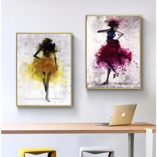 Dancing Skirt Girl Canvas Poster Abstract Wall Art Painting Nordic Posters and Prints Wall Pictures for Living Room Home Decor