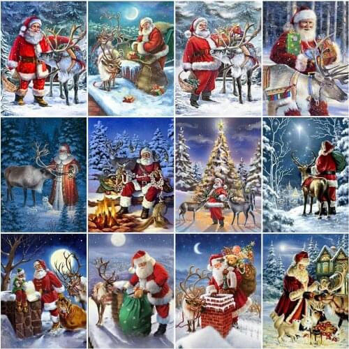 HUACAN 5d Diamond Painting Christmas Santa Claus Full Drill Square/Round Diamond Embroidery Winter Mosaic Handicraft Home Decor