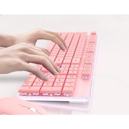 Pink Keyboard Gaming Game 104-key Chocolate Mute Button Notebook Desktop Wired Keyboard