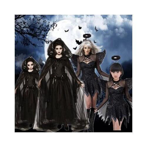 Halloween adult kids dark angel costume vampire zombie costumes ghost bride dead devil children girl malicious witch colthes
