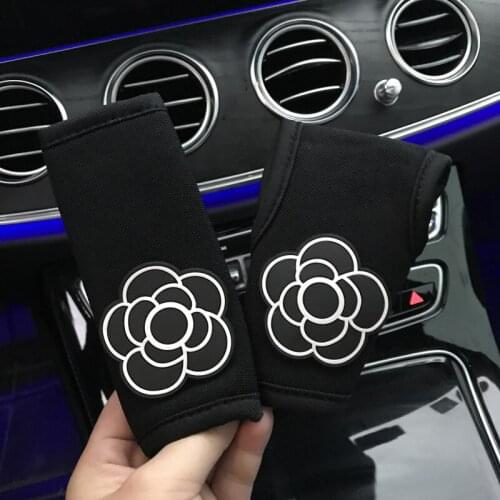 Creative Camellia Flower Ice Silk Car Gear Shift Cover Auto Shifter Hand Brake Car SeatBelt Cover Car Interior Accessories