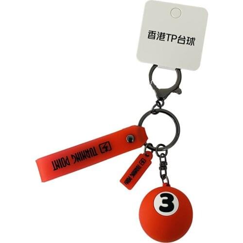 Creative Billiards Ball Smiley Face Sports Keychain Keyring Rubber wristband Accessories Key Chains Pendant Trinkets D767
