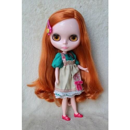 Blygirl Blyth doll Orange partial curly hair white body 7 joints No.758 ordinary skin 1/6 body for their own makeup