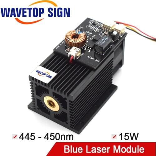 WaveTopSign High Power Laser Module 15W 450nm Blu-ray DIY Laser Engraving Cutting 450nm Blue Laser Module 15W