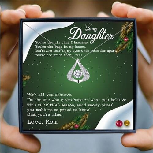 Fashion Drop Crystal Necklace for Women Small AAA Zircon Pendant Necklace Family Jewelry Birthday Christmas Gift to Daughter