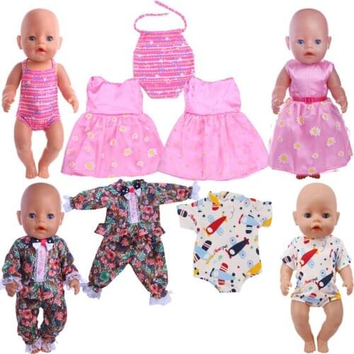 Doll Clothes Pink Skirt Swimsuit Flared Pant Fit 18 Inch American Doll And 43cm Baby New Born Doll,Our Generation, Gift For Girl