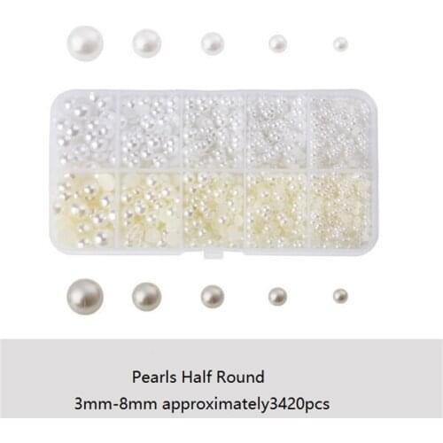 Pure white Imitation Pearls Half Round Flatback Beads For Jewelry Making Clothing Accessories Nail art Decoration