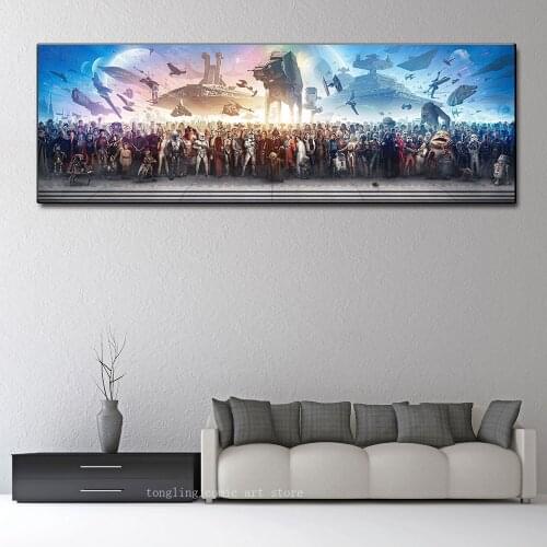 Star Wars All Characters Poster Canvas Painting Star Wars Fans HD Print Canvas Painting Living Room Bedroom Decoration