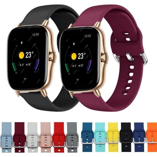 20/22mm Silicone Strap For Amazfit Bip S Lite gts gtr Bracelet for xiaomi Amazfit GTR 42mm 47mm Pace Stratos 3 2 2S Strap