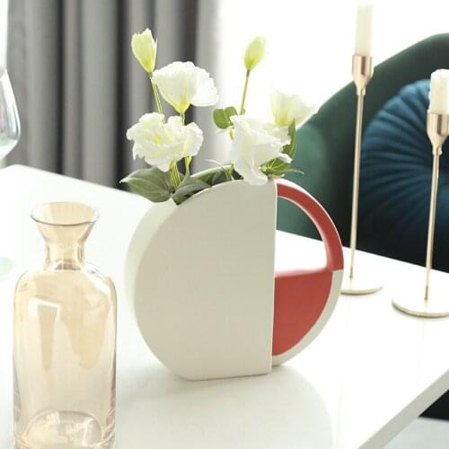 Nordic Decoration Home Ceramic Art Crafts Bottle Modern Living Room Geometric Shape Vase Home Decor Flower Planter Pot Ornaments