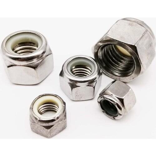 UNF 10# 1/4 5/16 3/8 7/16 1/2 304 A2-70 Stainless Steel UK US Fine Thread Hex Nylon Insert Lock Nut Self-locking Nylock Locknut