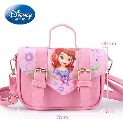 Disney cartoon Children Shoulder Bag Lovely Girls Sofia Handbags Kids Cartoon PU Party Bag Pink purple magnetic button