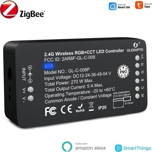 Zigbee LED Light Strip Controller RGB CCT Smart Home Dimmer Tuya Smart Life Remote Control Support Alexa Echo Plus SmartThings