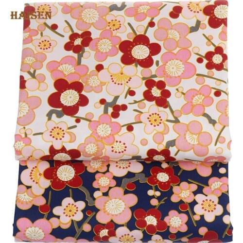 Home Textile Printed Twill Cotton Fabric Peach Blossom Series Meter Cloth For DIY Handicrafts Clothing Sewing Supplies Material
