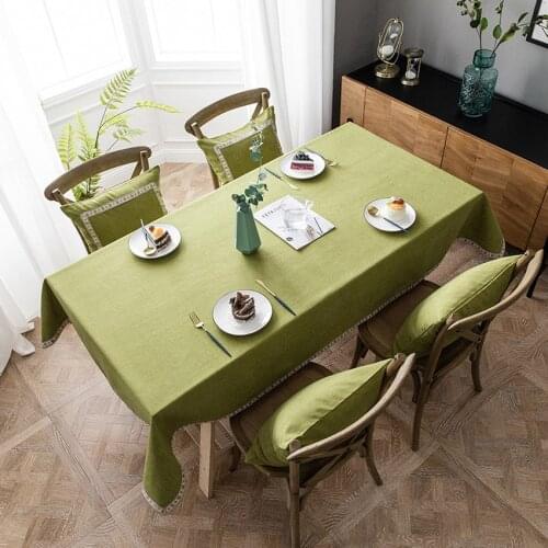 Solid Embroidered Lace Cotton Linen Tablecloth European Style Coffee Dining Table Desk Decoration Furniture Dustproof Cover