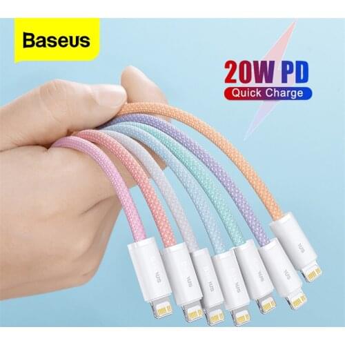 Baseus 20W PD USB Cable For iPhone 13 12 Pro XS Max XR X USB Type C Fast Charging Data Cable For Macbook iPad Mini Air Wire Cord