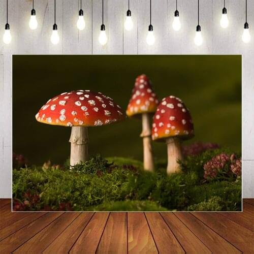 Spring Landscape Mushroom Forest Child Newborn Photo Background Custom Photography Background Photography Studio