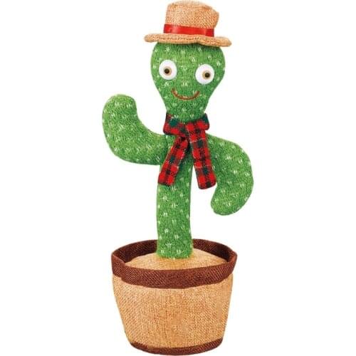 Funny Cactus Plush Toy Wriggle Dancing Shake with Song Electronic Mimicking Talking Toys Birthday Gift for Kids