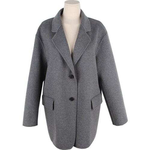 Outerwear Clothes Female Gray Wool Blazer Jacket Women Overcoat 2021 Autumn Winter Coat New Suit Short Korean Loose Cashmere