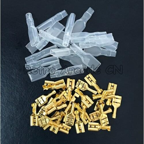 100pcs 2.8mm 4.8mm 6.3mm Copper Crimp Terminal Splice Female Spade Connector for Arcade Push button Micro switch Cable
