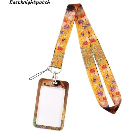12pcs/lot E3119 Cartoon Classical Painting Necklack Lanyard Key Multifunction Mobile Phone Decoration With Card Holder Cover