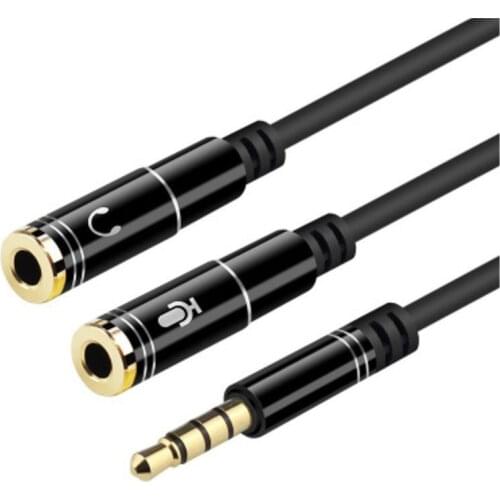 3.5mm Jack 4 Poles Audio Splitter Cable Extension Wire for Computer Jack 3.5 mm 1 Male to 2 Female Mic Headset Adapter 30cm