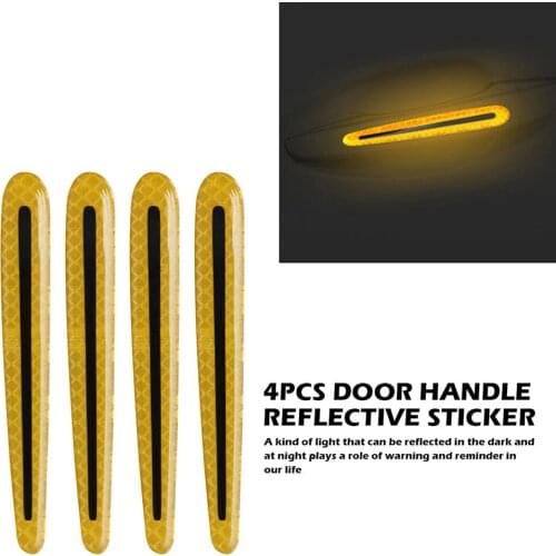4pcs 3D Car Reflective Sticker Tape Warning Bumper Strip Door Handle Bowl Cover Reflector Universal Car Exterior Accessories