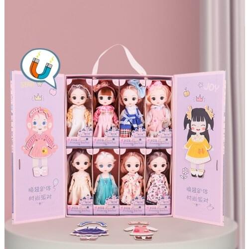 8pcs Set BJD Luxurious Dolls with Magnetic Gift Box 16cm Doll Gift Box Dress Up Birthday Gift Girl Play House Toy Bjd Dolls