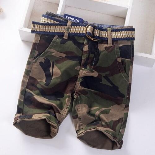 Camou Fashion Summer Boys Straight Built in Cargo Pants Cotton Kids Casual Knee Length Trousers Childrens Clothing