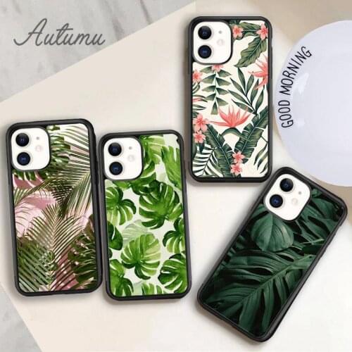 Leaf Monstera Tropical Plant Phone Case for iPhone 11 12 Pro Max mini X XR XS SE 2020 5 6S 7 8 Plus Galaxy S8 S9 S10 Cover shell