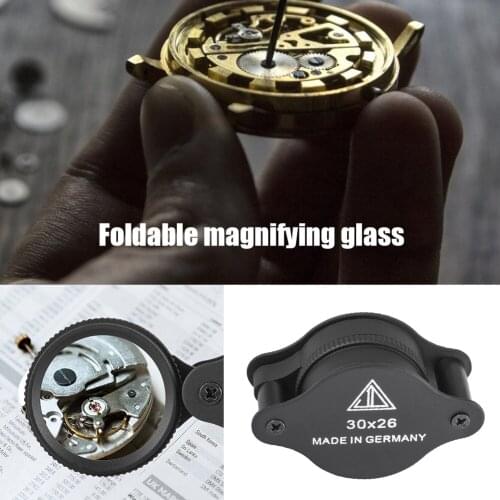 Zinc Alloy Optical Lens Folding Pocket Magnifier 30X Metal Mini Jewellery Loupe Portable Magnifying Glass for Reading Gift