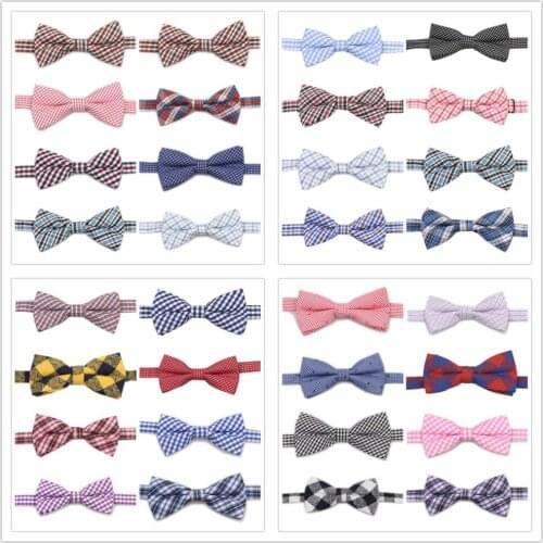 HOOYI Kids Bow Ties Plaid Cotton Butterfly Children Bowtie Party Gift Small size